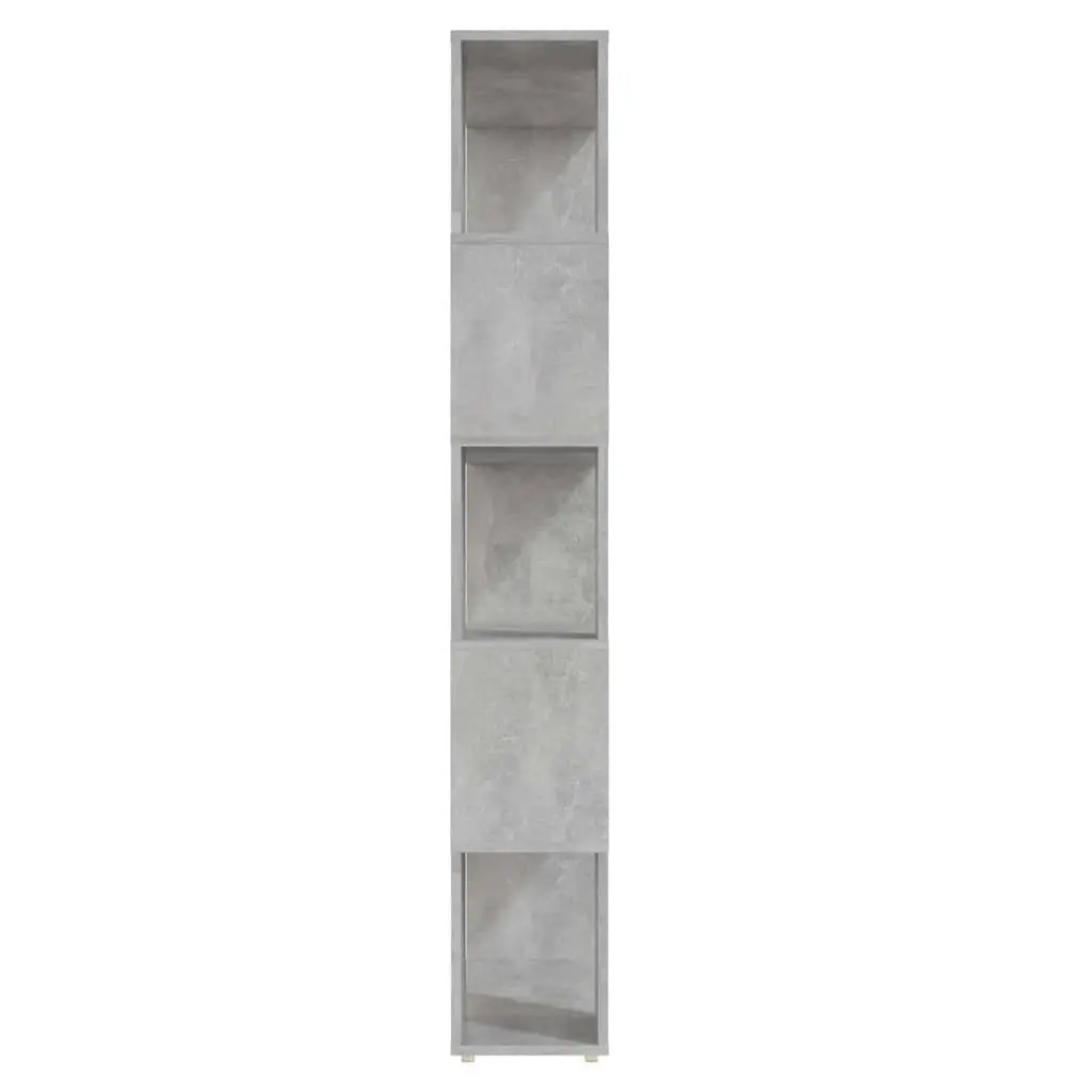 Engineered Wood Book Cabinet Storage Unit for Room Divider Concrete Grey 80W x 24D x 155H cm with 5 Compartments