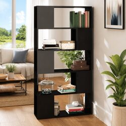 Book Cabinet Room Divider Shelving Unit Black High Gloss 5 Compartments Storage