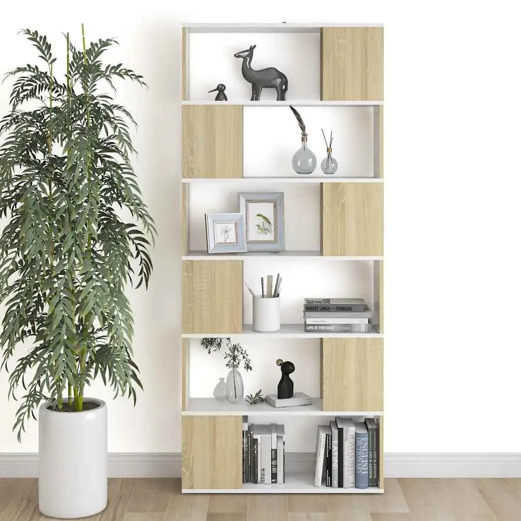 Shelving Unit Room Divider Book Cabinet 6 Compartment Beige Storage Organiser