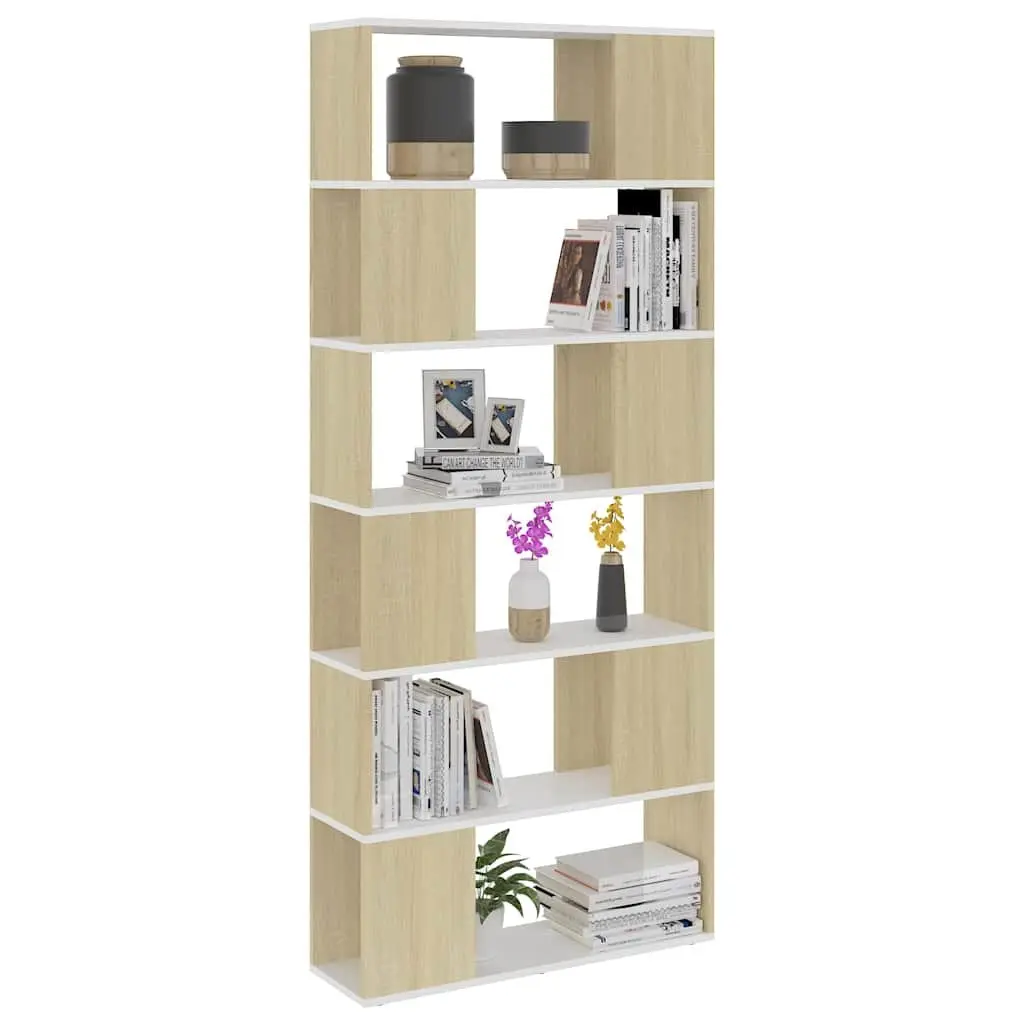 Shelving Unit Room Divider Book Cabinet 6 Compartment Beige Storage Organiser