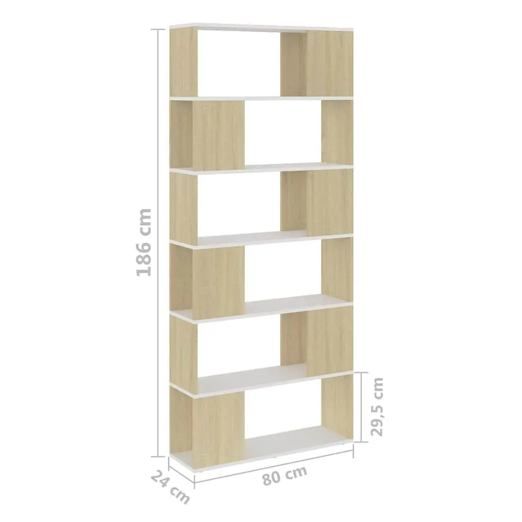 Shelving Unit Room Divider Book Cabinet 6 Compartment Beige Storage Organiser