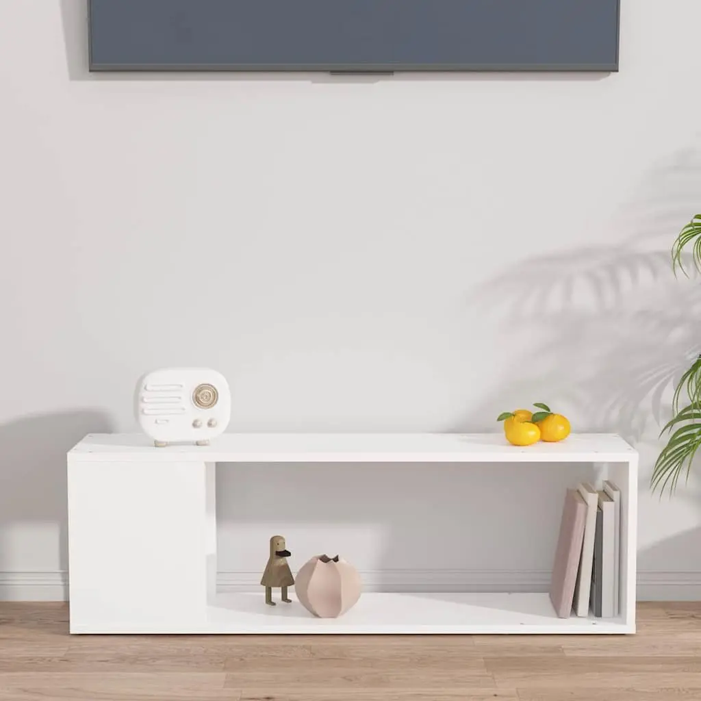 White TV Cabinet with Two Shelves