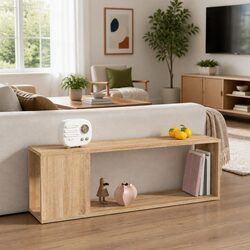 TV Cabinet Brown Engineered Wood Storage Unit with 2 Shelves Bookcase Display