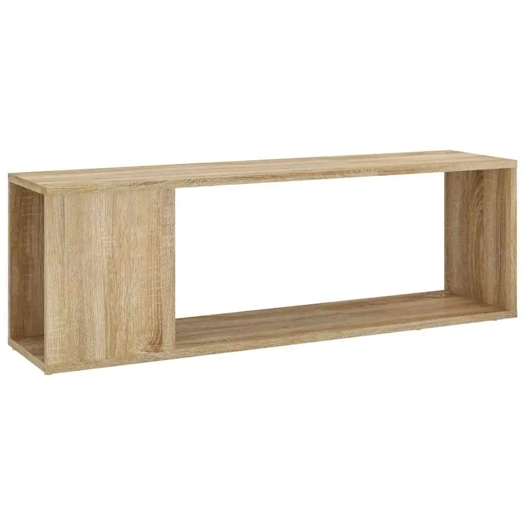 TV Cabinet Brown Engineered Wood Storage Unit with 2 Shelves Bookcase Display