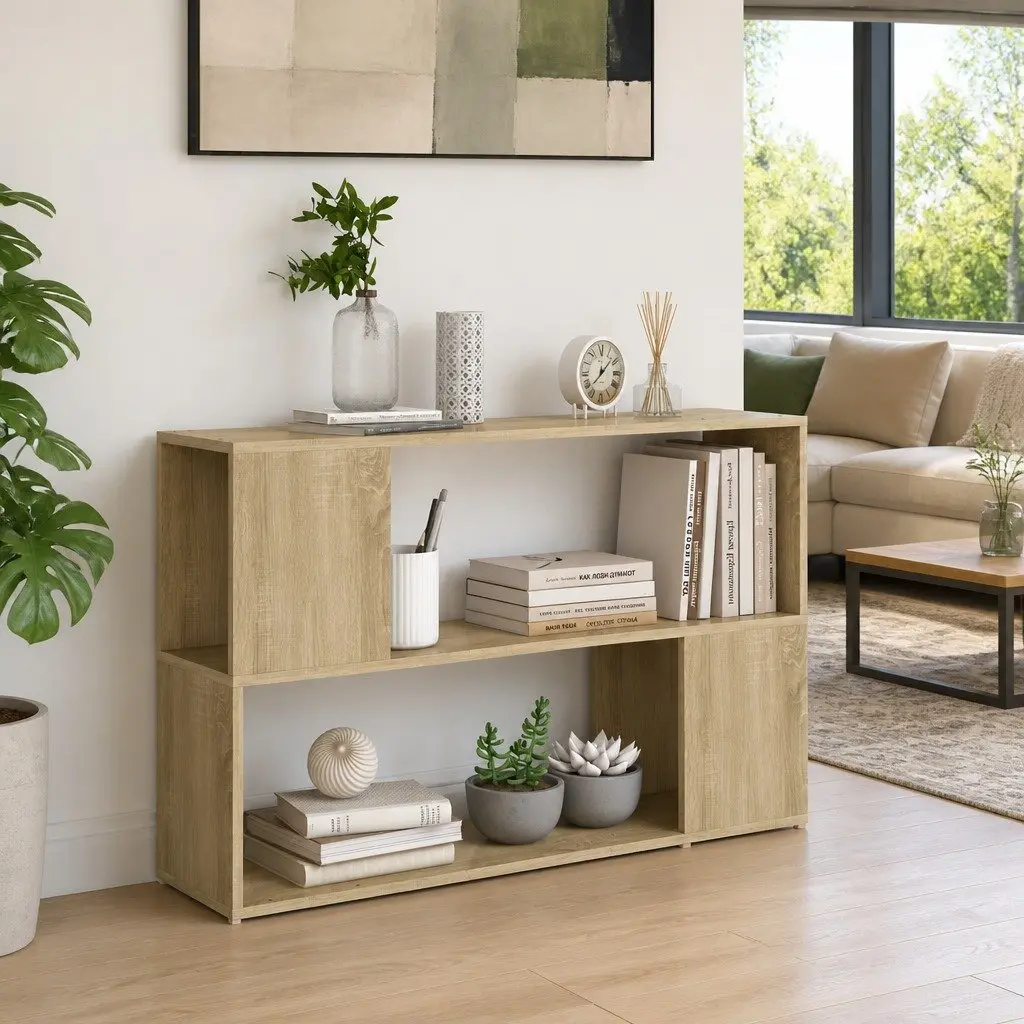 Book Cabinet for Home Office or Living Room 100 x 24 x 63 cm Brown Engineered Wood Open Shelving Storage Unit