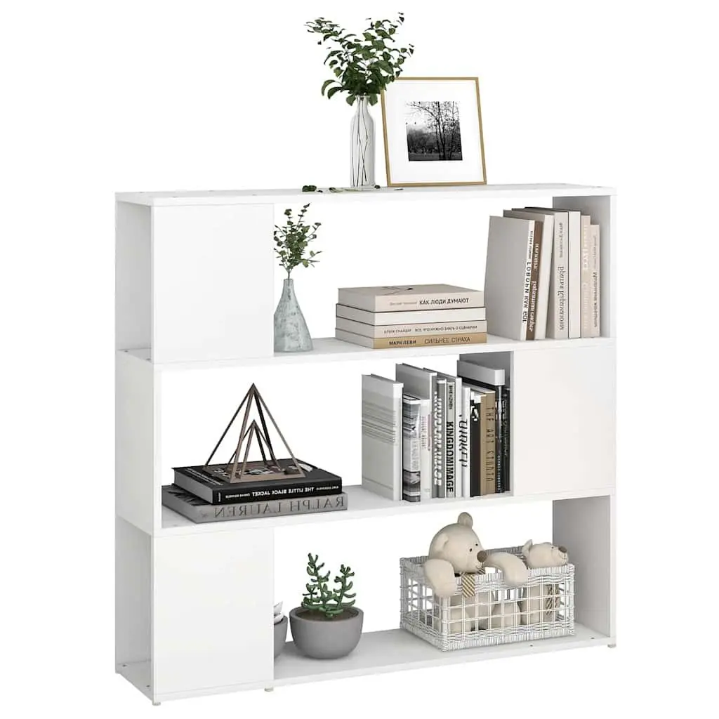 Storage Organiser White Bookcase Room Divider 3 Compartments