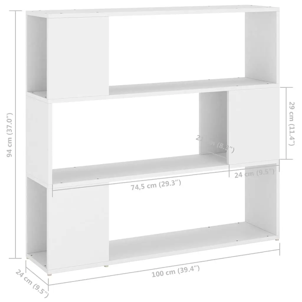 Storage Organiser White Bookcase Room Divider 3 Compartments