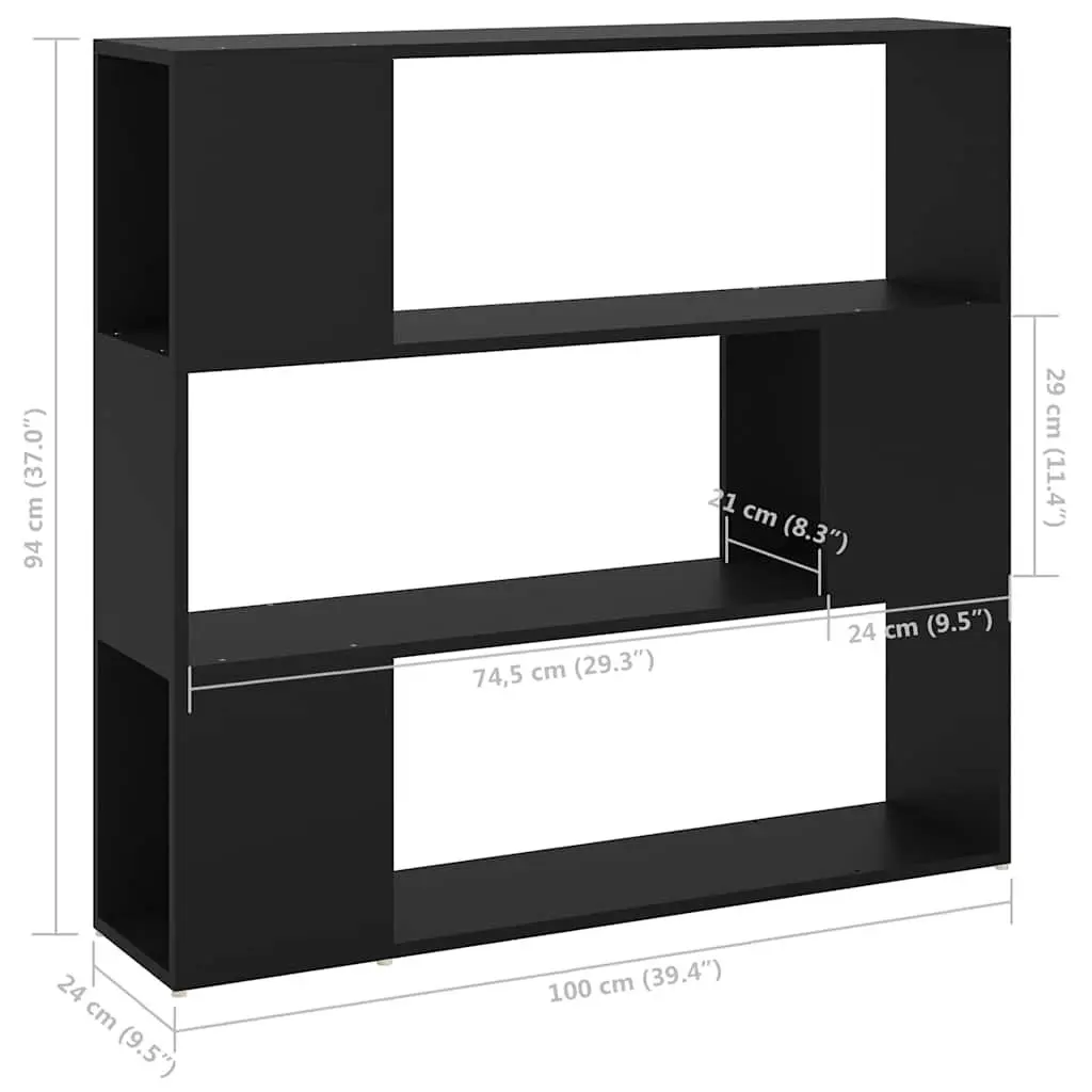 Black Book Cabinet Room Divider Shelving Unit Bookcase Organizer Storage 100L x 24W x 94H cm