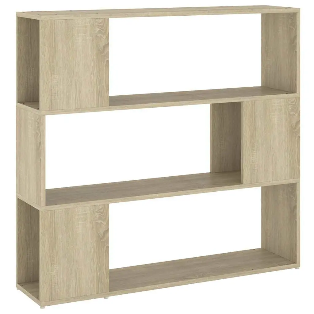 Brown Book Cabinet Storage Organizer 3 Compartment Room Divider 100x24x94cm