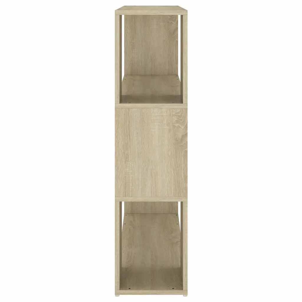 Brown Book Cabinet Storage Organizer 3 Compartment Room Divider 100x24x94cm