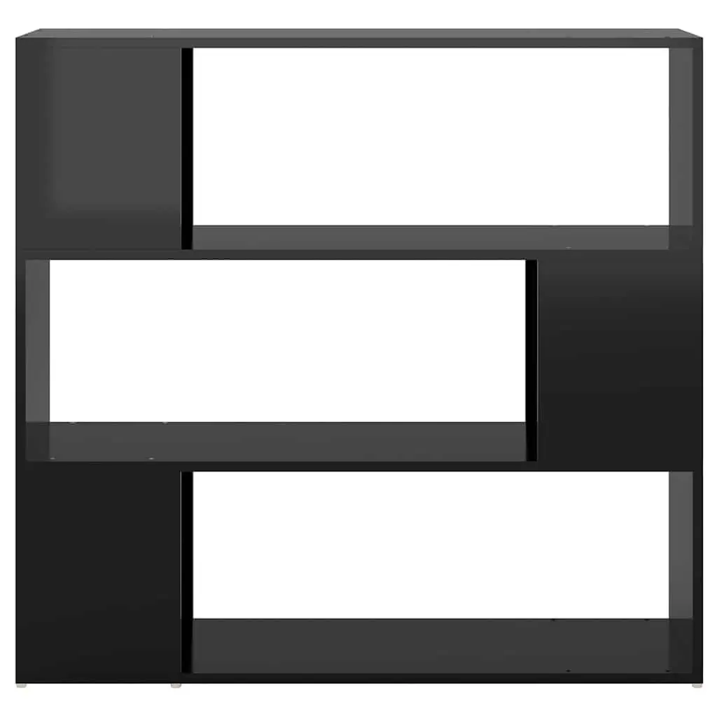 High Gloss Black Book Cabinet Divider Storage Shelf Compartment Organizer 100W x 24D x 94H cm