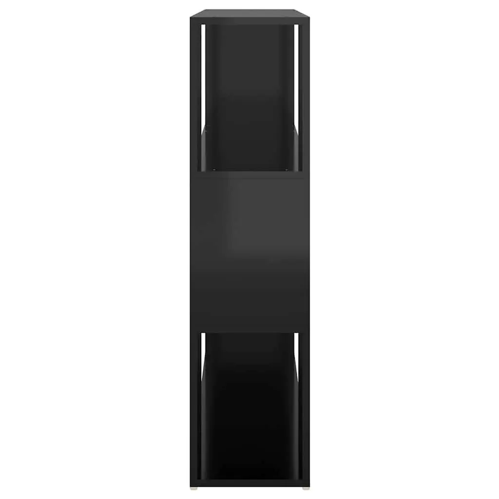 High Gloss Black Book Cabinet Divider Storage Shelf Compartment Organizer 100W x 24D x 94H cm