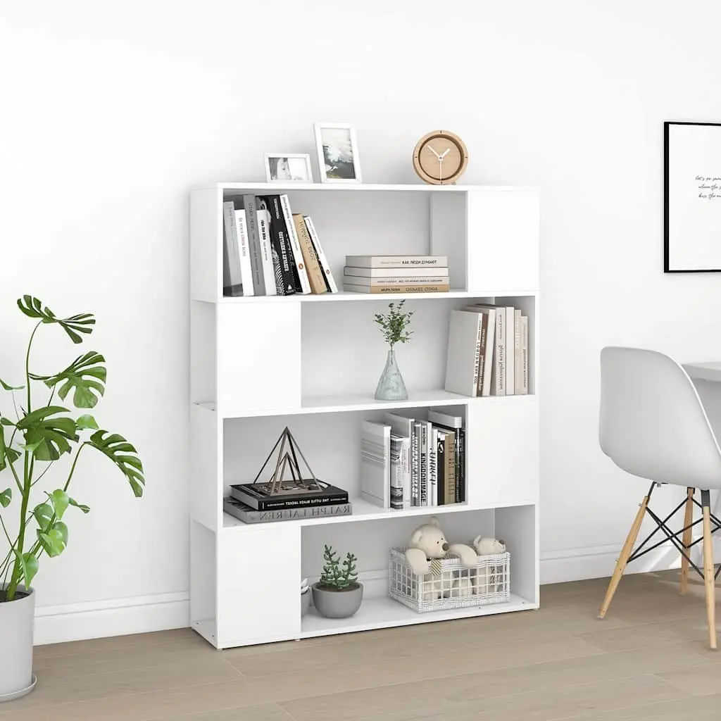 Book Cabinet Room Divider White 4 Compartments Shelving Unit Storage Organizer
