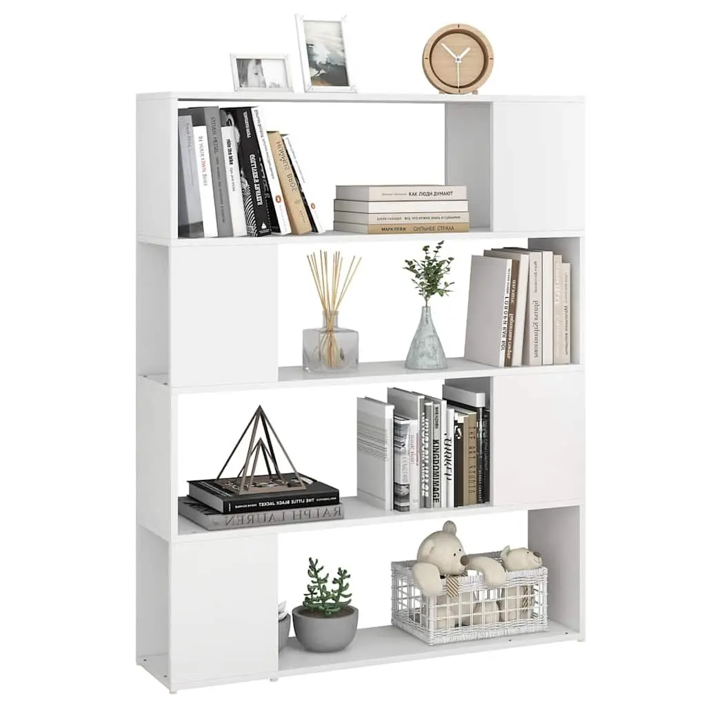 Book Cabinet Room Divider White 4 Compartments Shelving Unit Storage Organizer