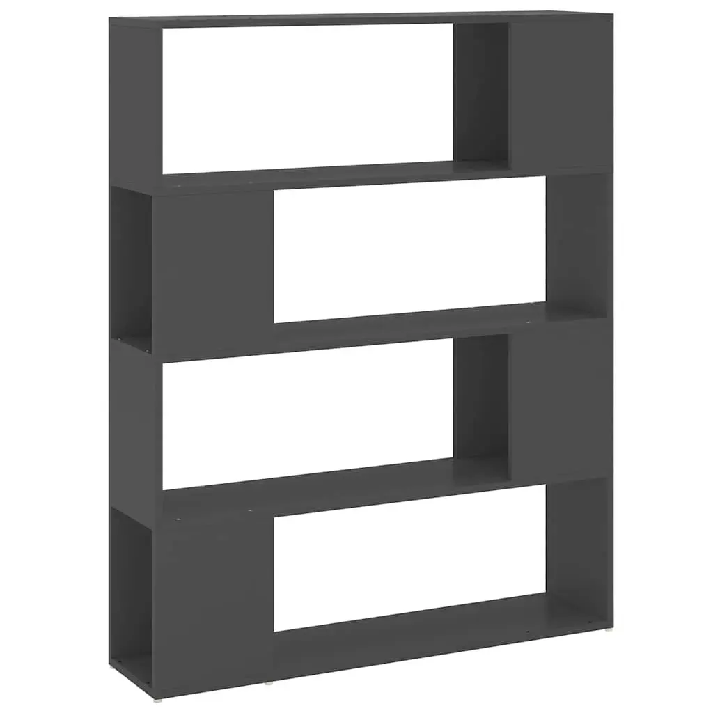 Book Cabinet Room Divider Grey 100W x 24D x 124H cm 4 Compartments Storage Shelving Unit Organiser