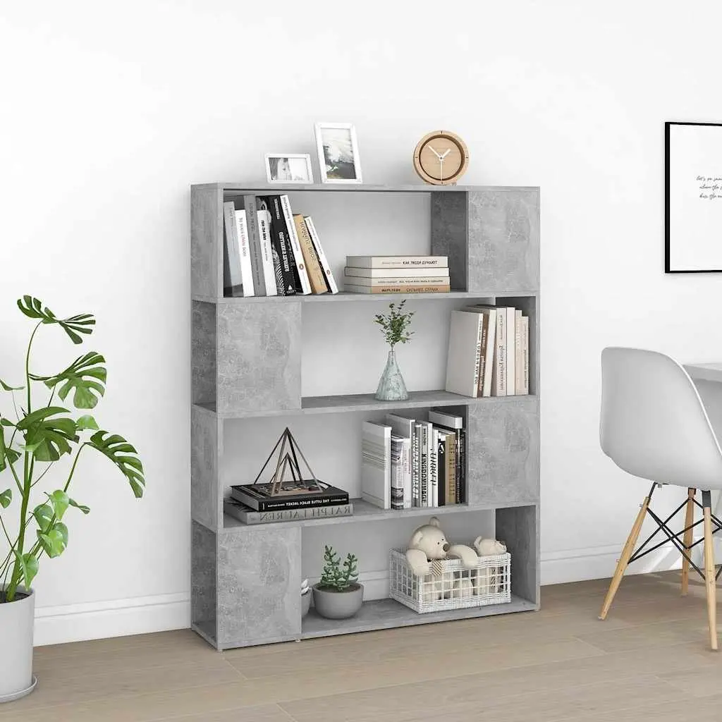 Book Cabinet Room Divider Bookcase Freestanding Storage Shelf 100x24x124 cm Grey