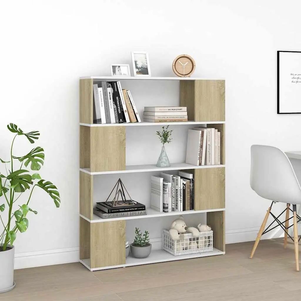 Book Cabinet Room Divider Bookcase Shelving Unit Storage 4 Compartments