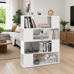 Book Cabinet Room Divider White High Gloss Bookcase Shelving Storage Organizer