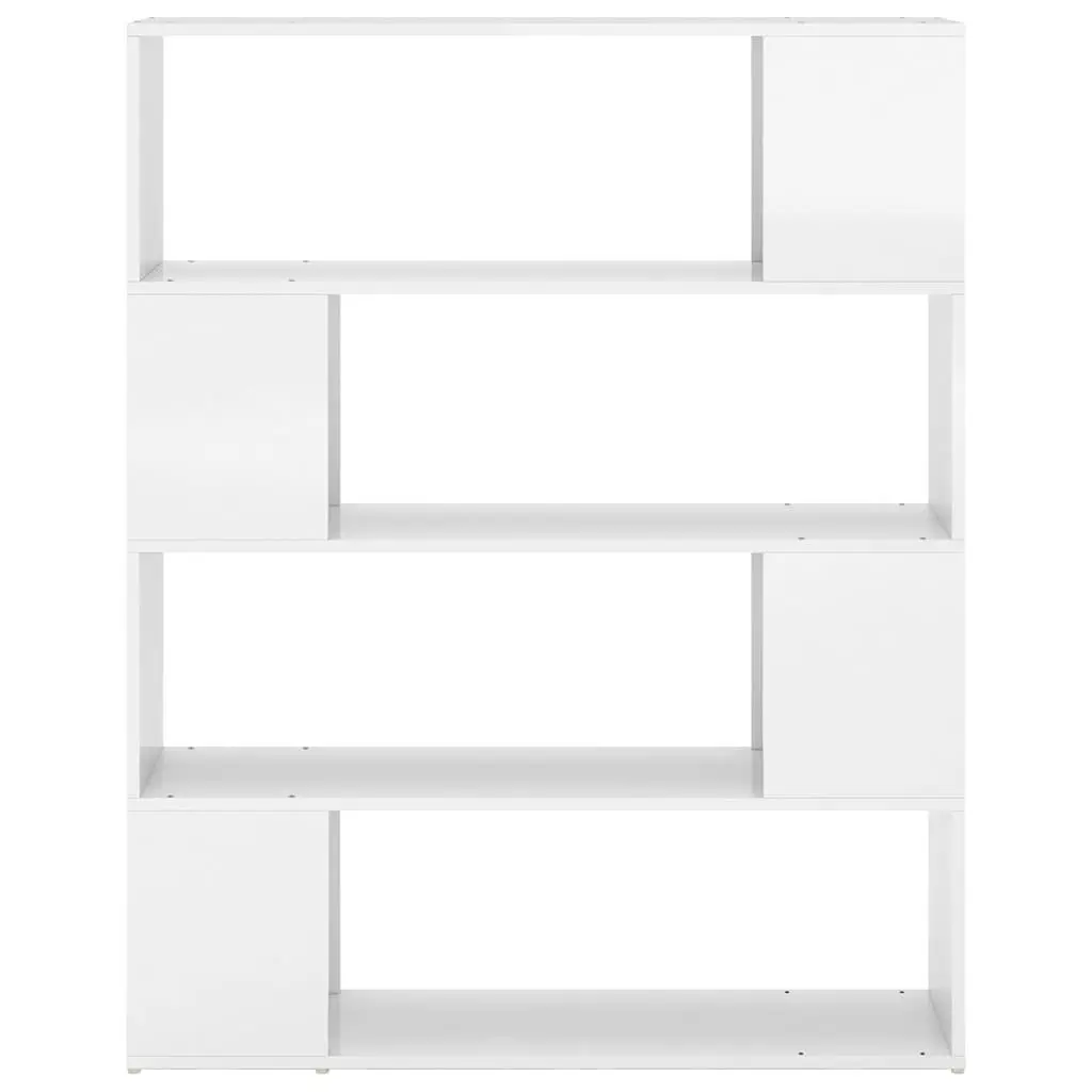 Book Cabinet Room Divider White High Gloss Bookcase Shelving Storage Organizer