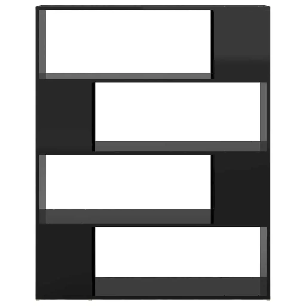 Book Cabinet Room Divider High Gloss Black Storage Shelf Organizer Bookcase