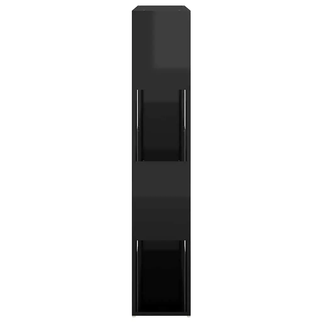 Book Cabinet Room Divider High Gloss Black Storage Shelf Organizer Bookcase