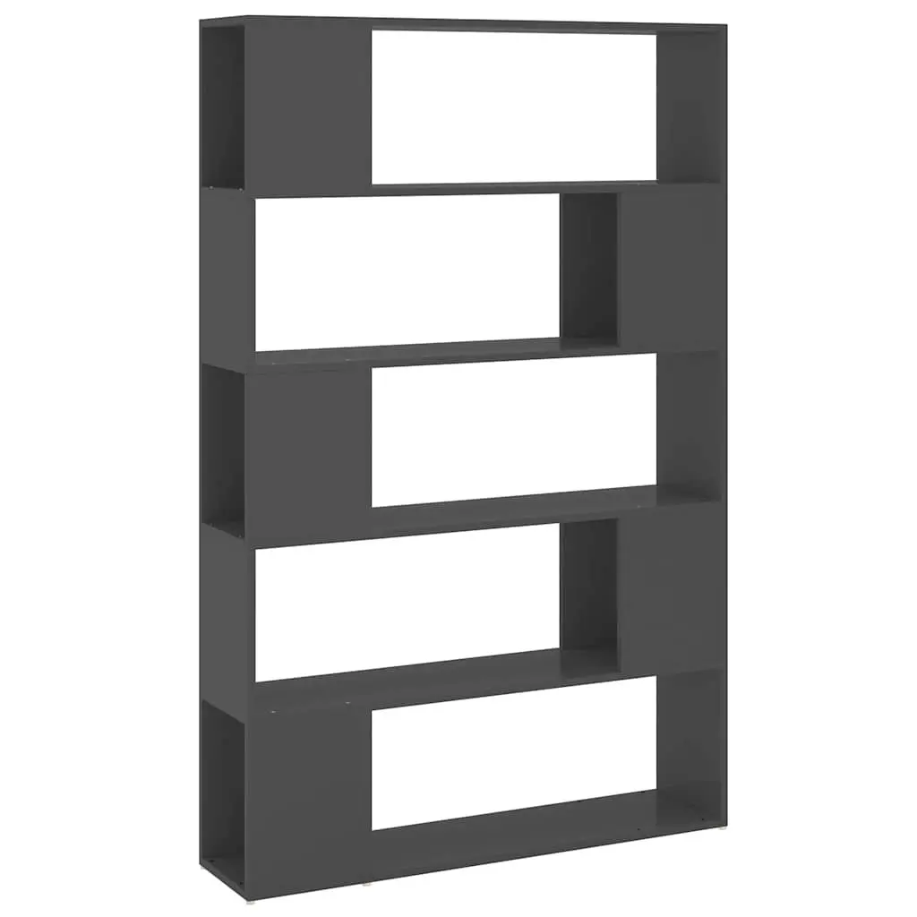 Grey Bookshelf Room Divider Storage Unit for Living Room Bedroom Office 100x24x155cm