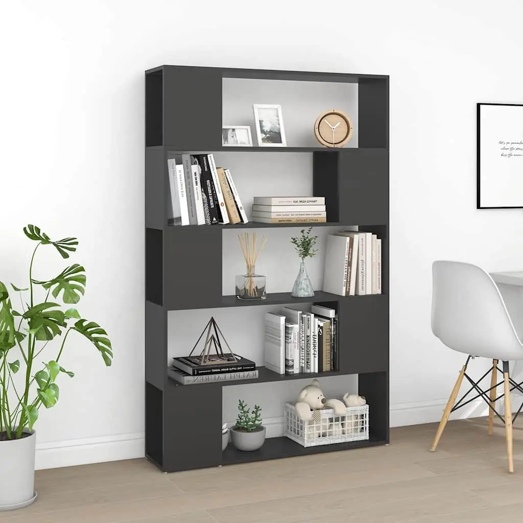 Grey Bookshelf Room Divider Storage Unit for Living Room Bedroom Office 100x24x155cm