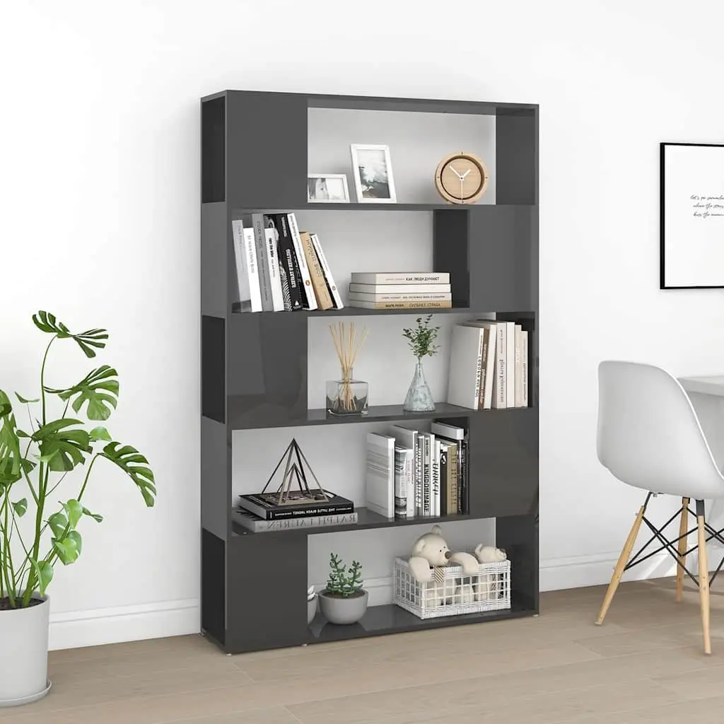 5-Compartment Grey Book Cabinet Room Divider