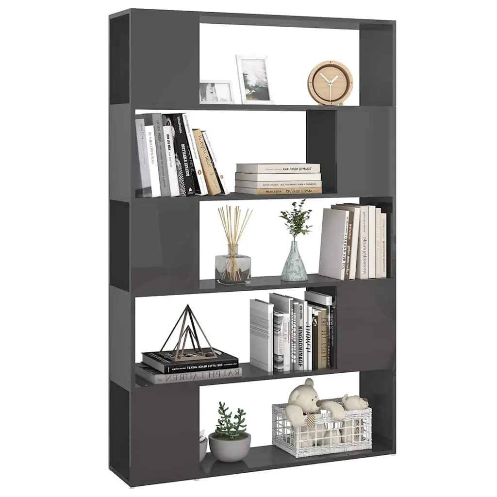 5-Compartment Grey Book Cabinet Room Divider