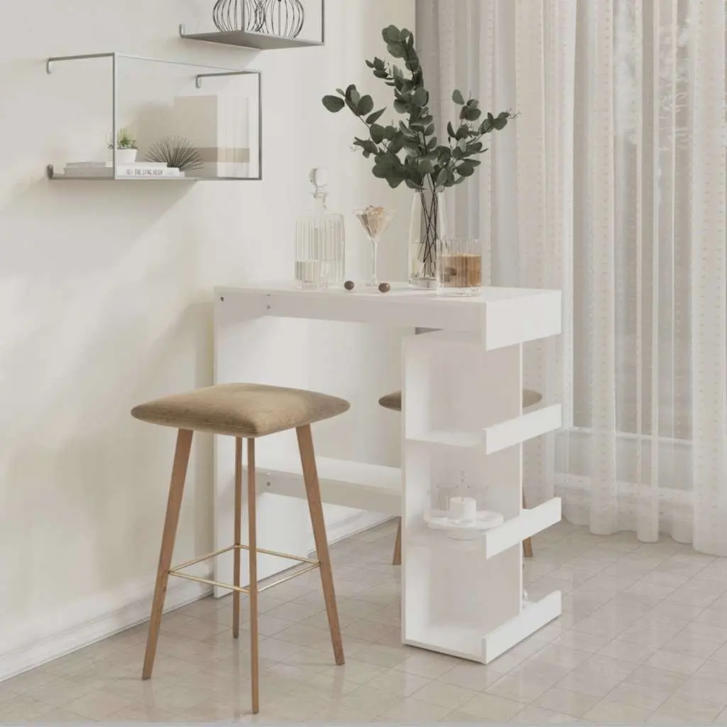 Bar Table for Kitchen Dining White Space-Saving 100 x 50 x 101.5 cm