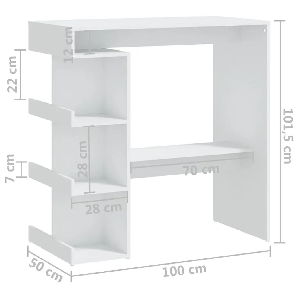 Bar Table for Kitchen Dining White Space-Saving 100 x 50 x 101.5 cm
