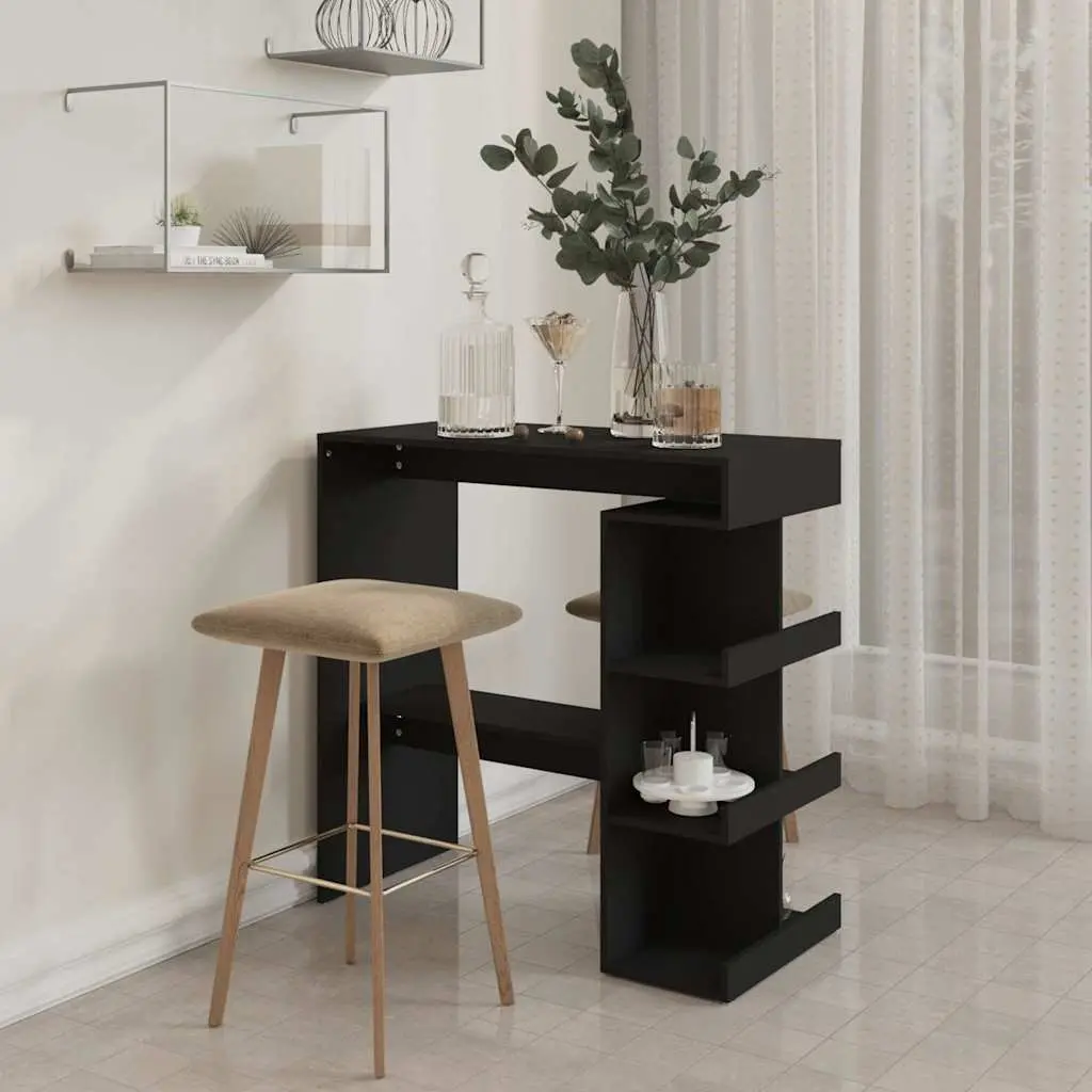 Black Bar Table with Racks