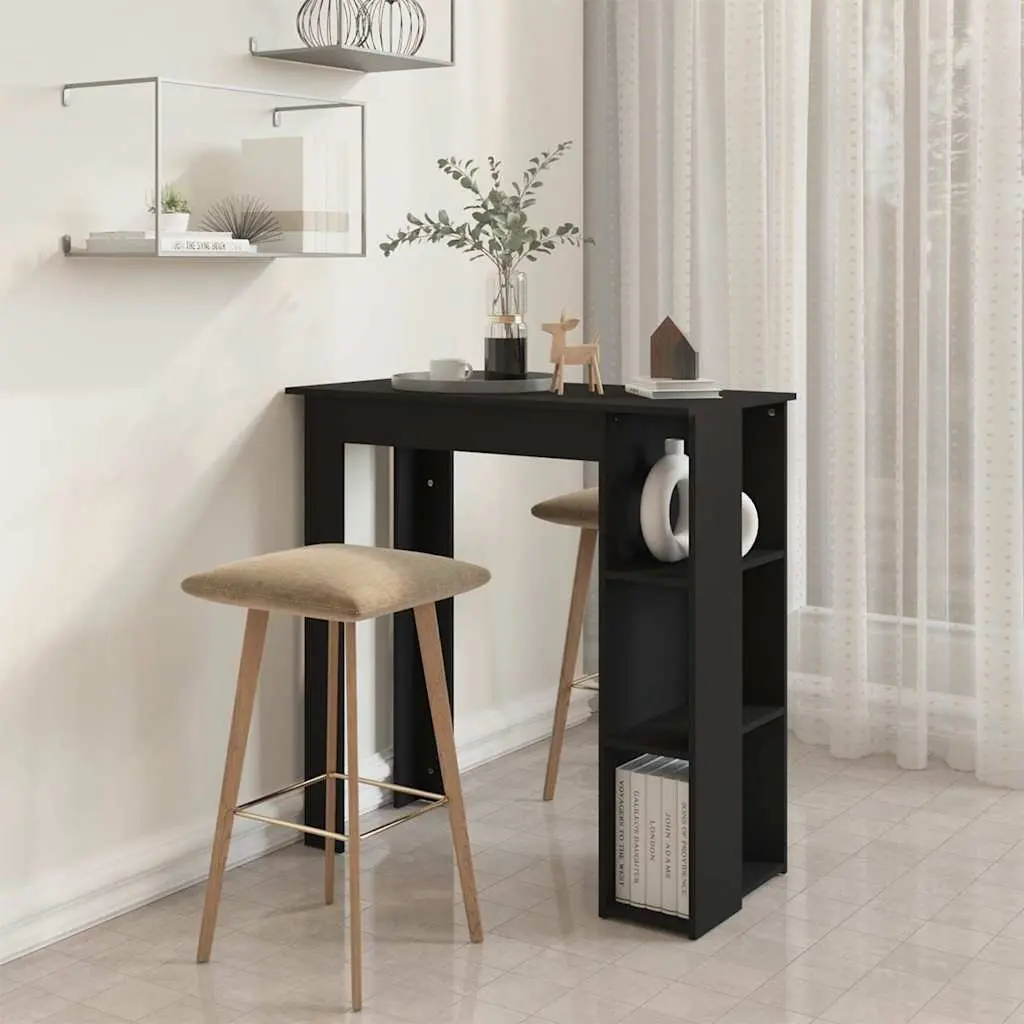 Bar Table Kitchen Dining Compact Black 102 x 50 x 103.5 cm