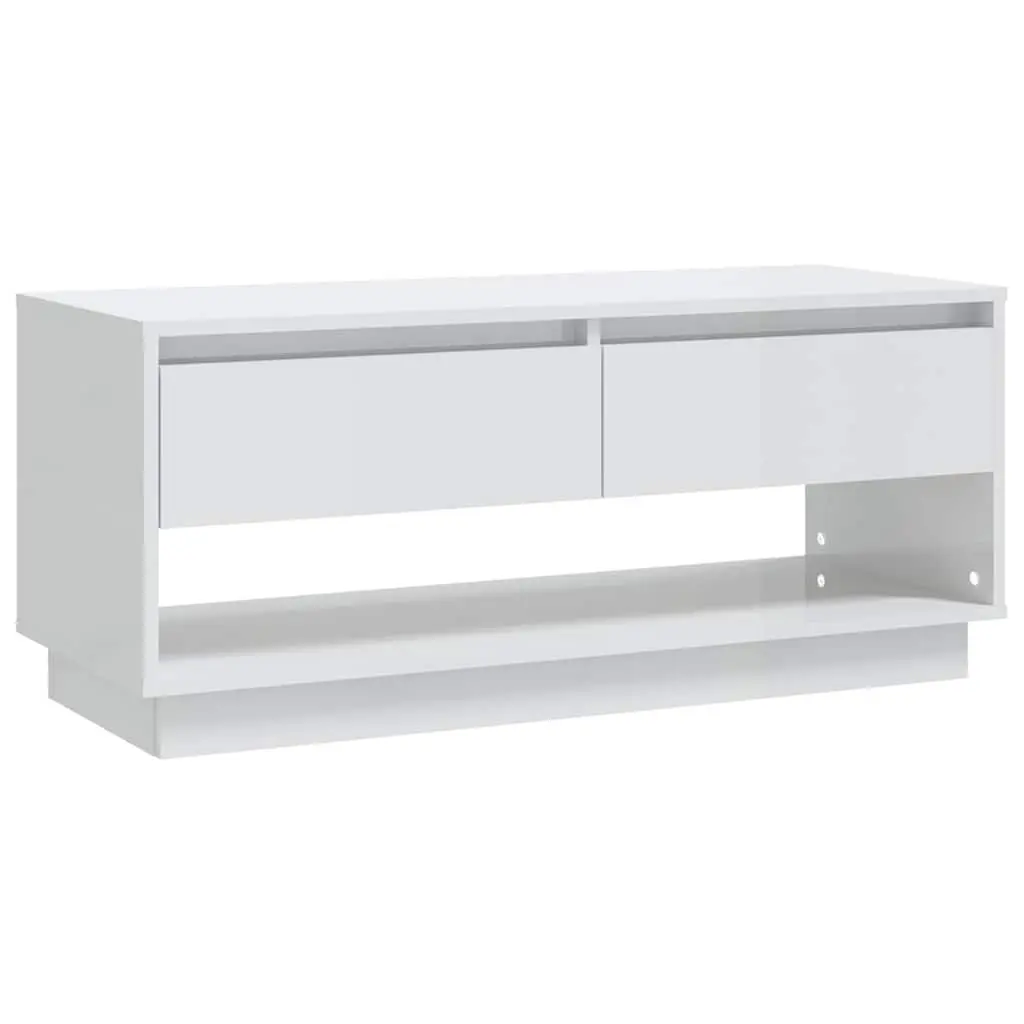 TV Cabinet Living Room White High Gloss Lowboard 102 x 41 x 44 cm