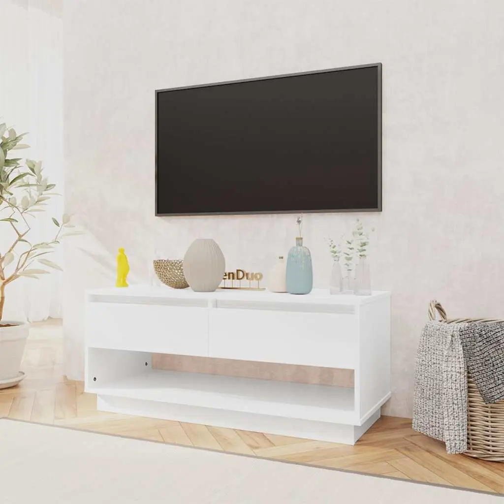 TV Cabinet Living Room White High Gloss Lowboard 102 x 41 x 44 cm