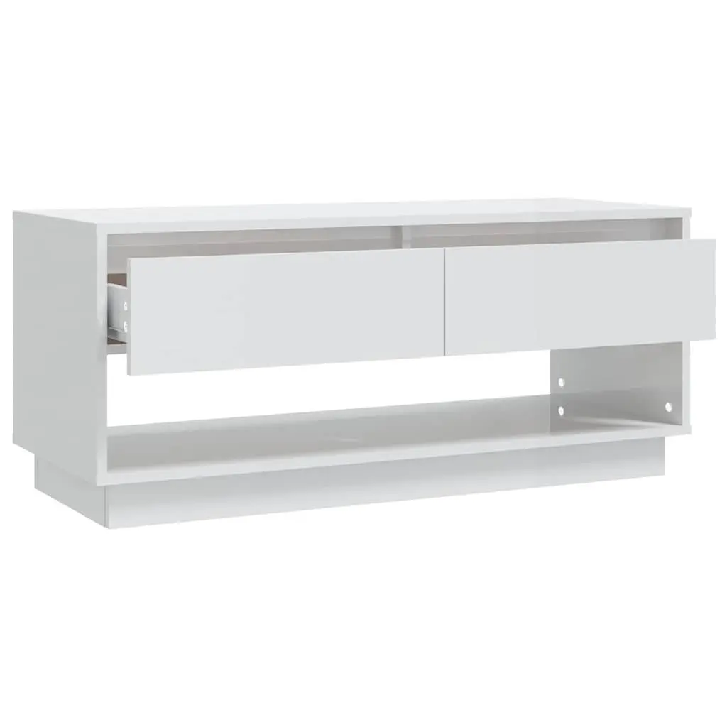 TV Cabinet Living Room White High Gloss Lowboard 102 x 41 x 44 cm