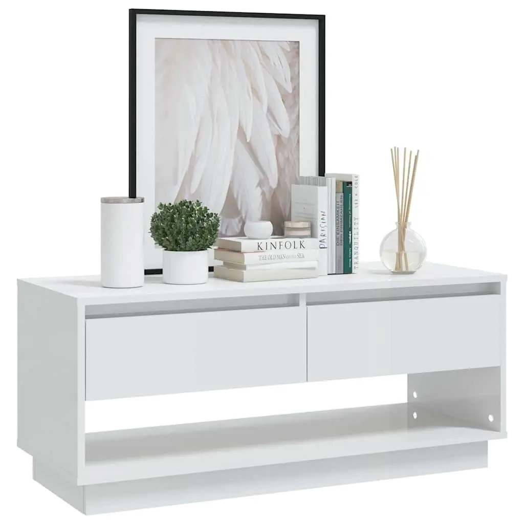 TV Cabinet Living Room White High Gloss Lowboard 102 x 41 x 44 cm