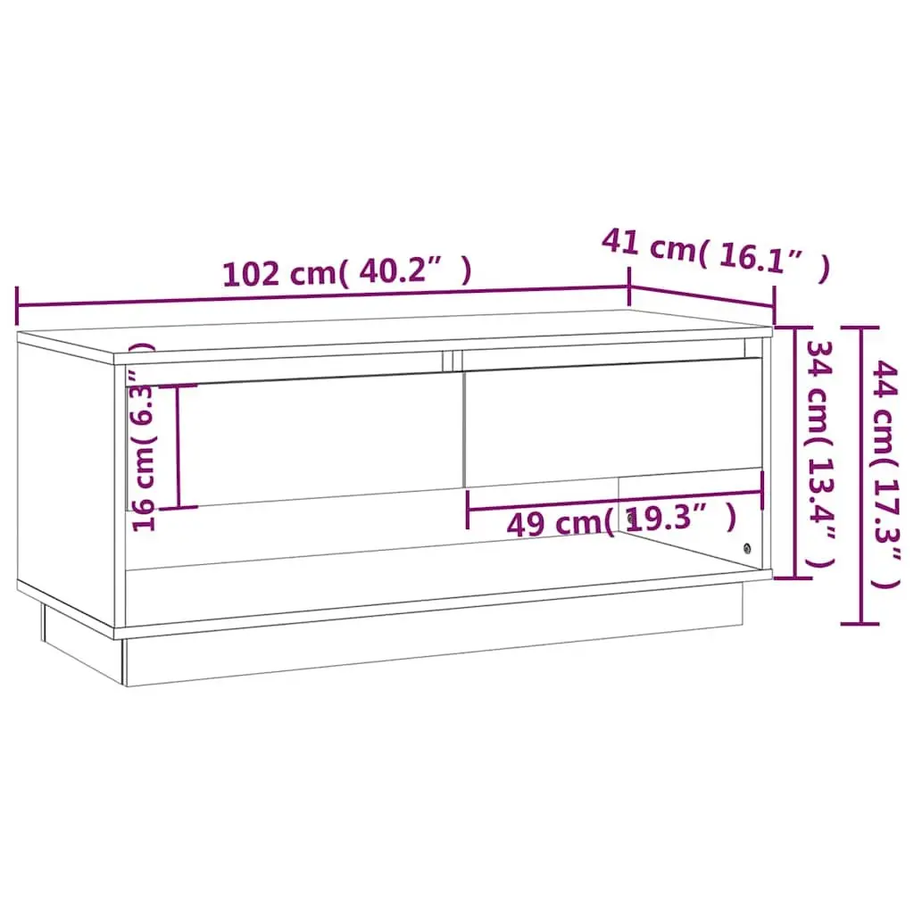 TV Cabinet Living Room White High Gloss Lowboard 102 x 41 x 44 cm