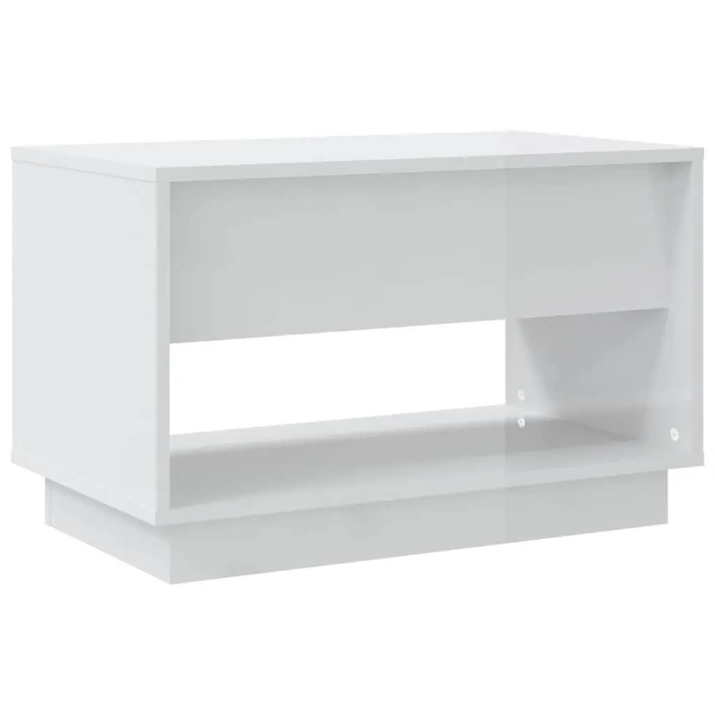 TV Cabinet for Living Room White High Gloss 70x41x44cm Storage Unit with Drawers and Open Compartment