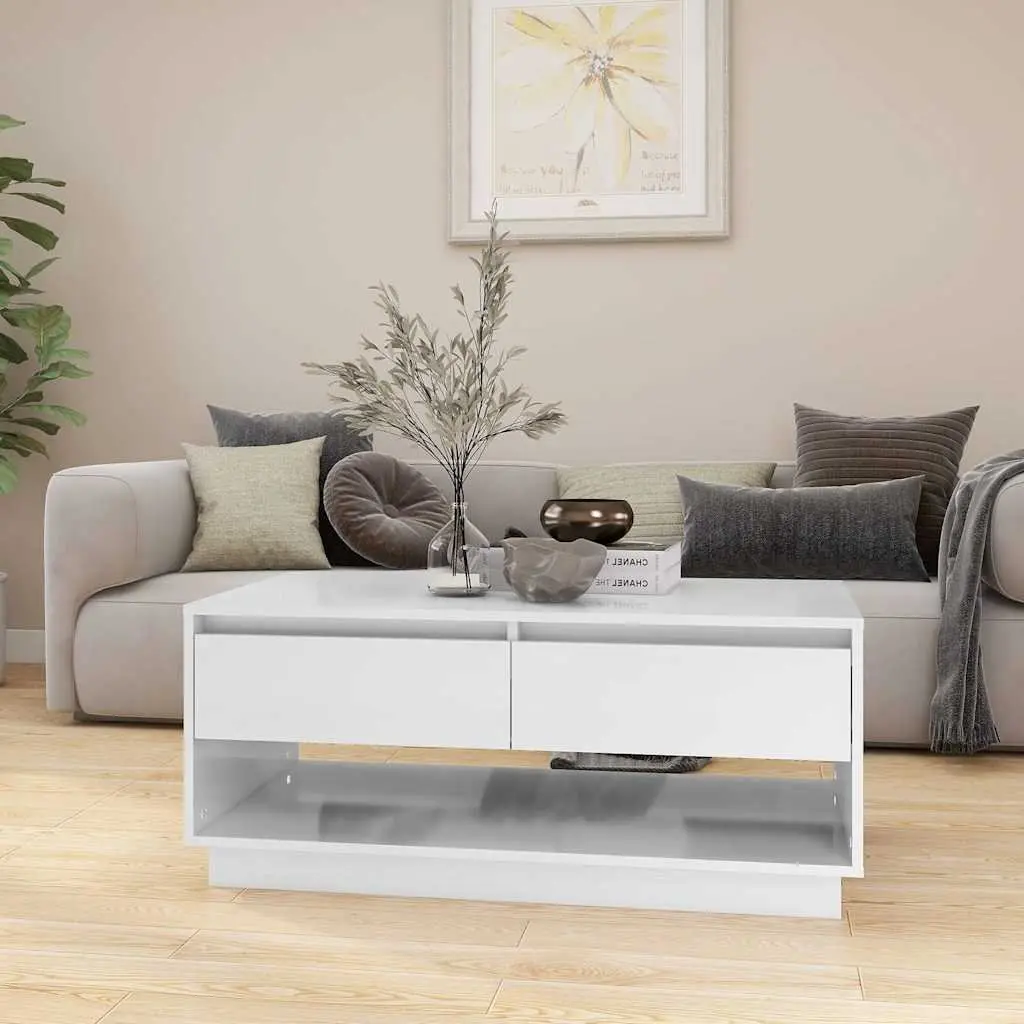 White Coffee Table with Drawers