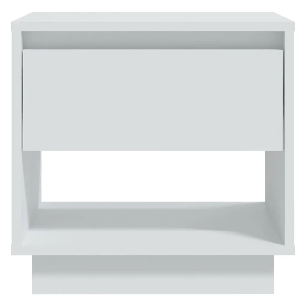 Bedside Cabinet White Engineered Wood Nightstand Storage Drawer Open Compartment
