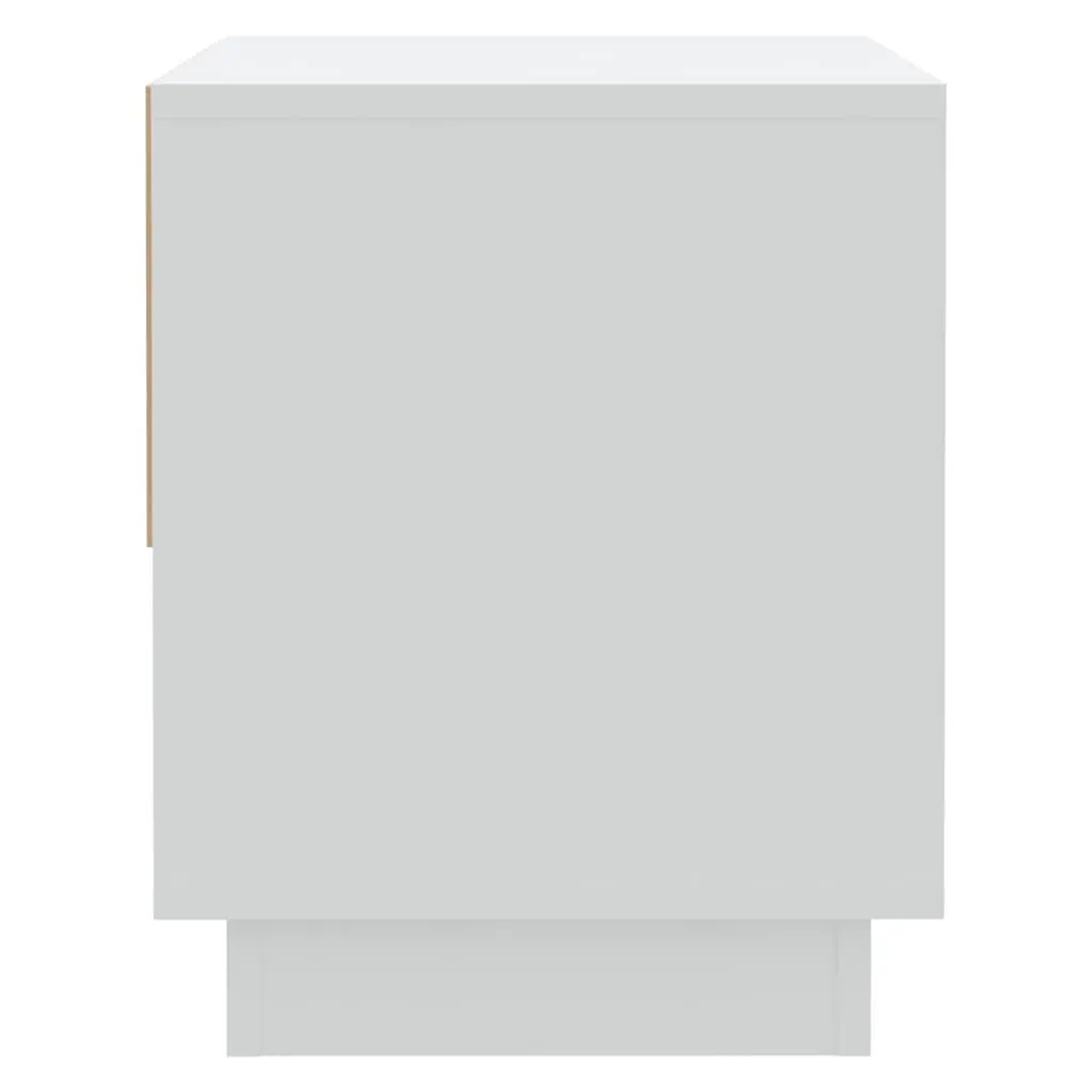 Bedside Cabinet White Engineered Wood Nightstand Storage Drawer Open Compartment