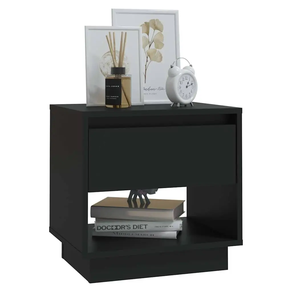 Black Bedside Cabinet with Storage
