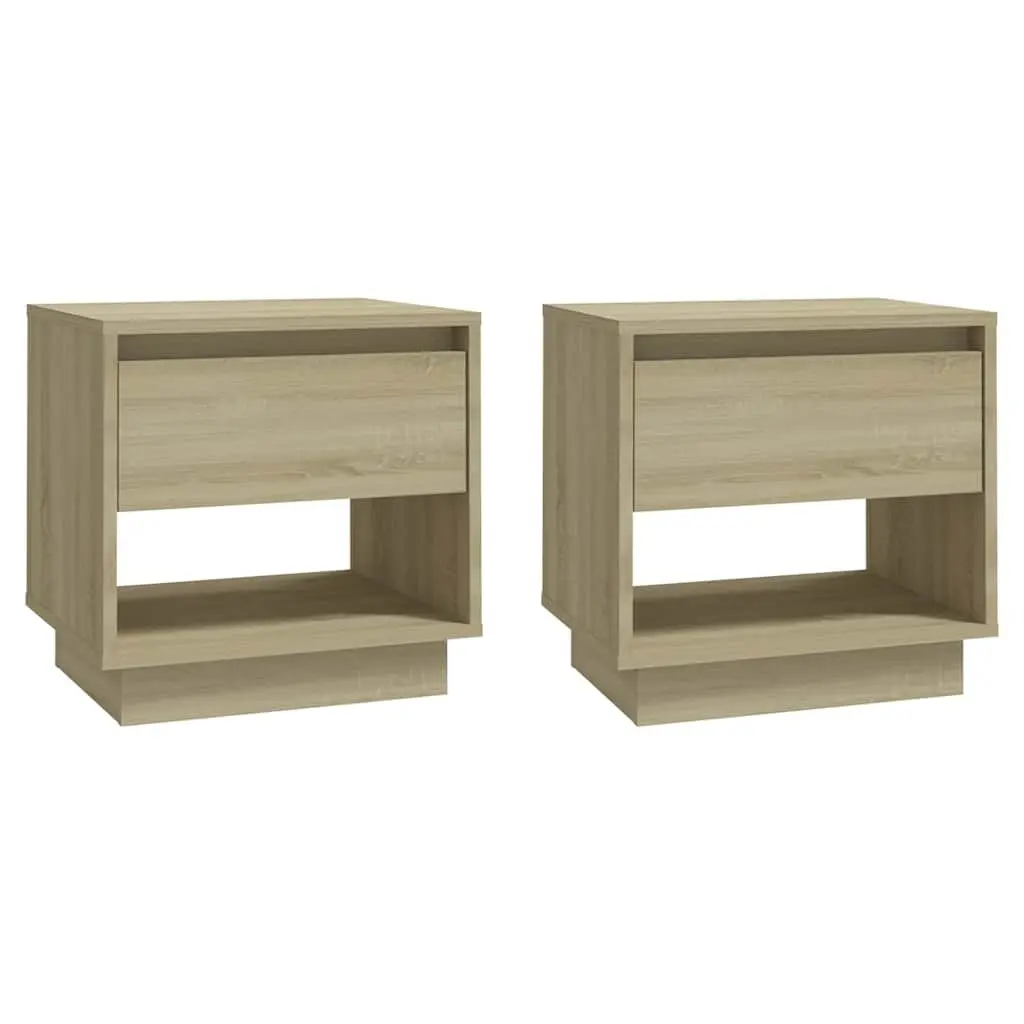 Bedside Cabinets 2 pcs Set Nightstand Storage Drawer Open Compartment 45x34x44cm
