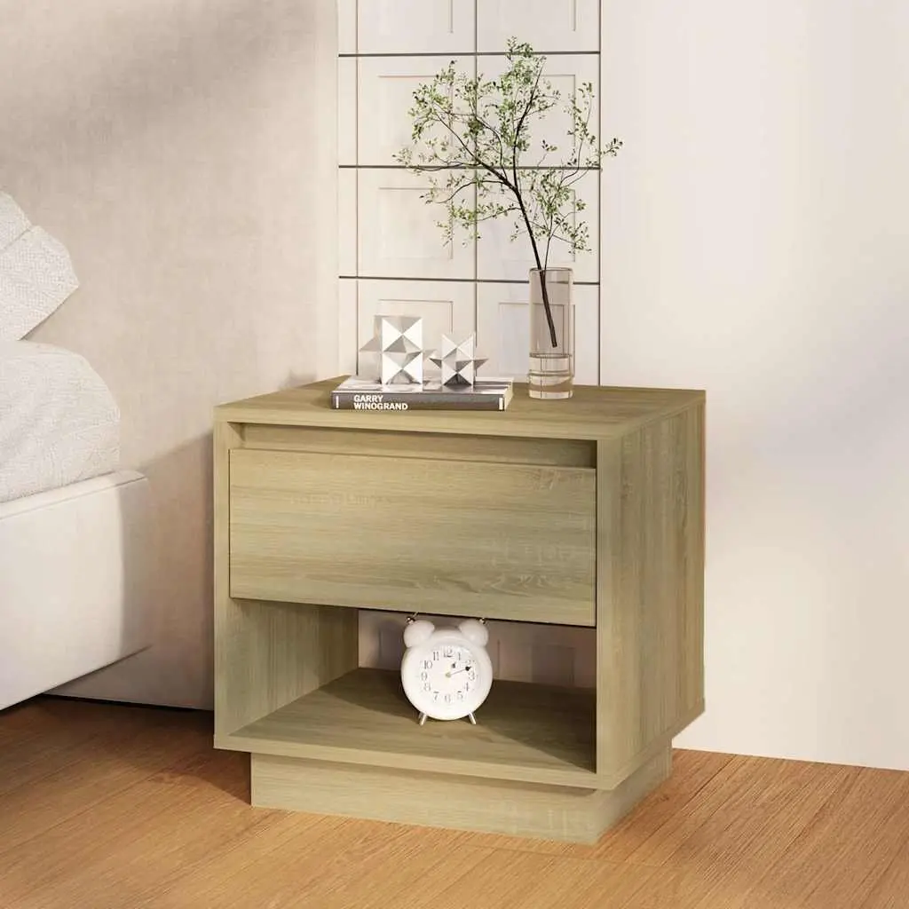 Bedside Cabinets 2 pcs Set Nightstand Storage Drawer Open Compartment 45x34x44cm