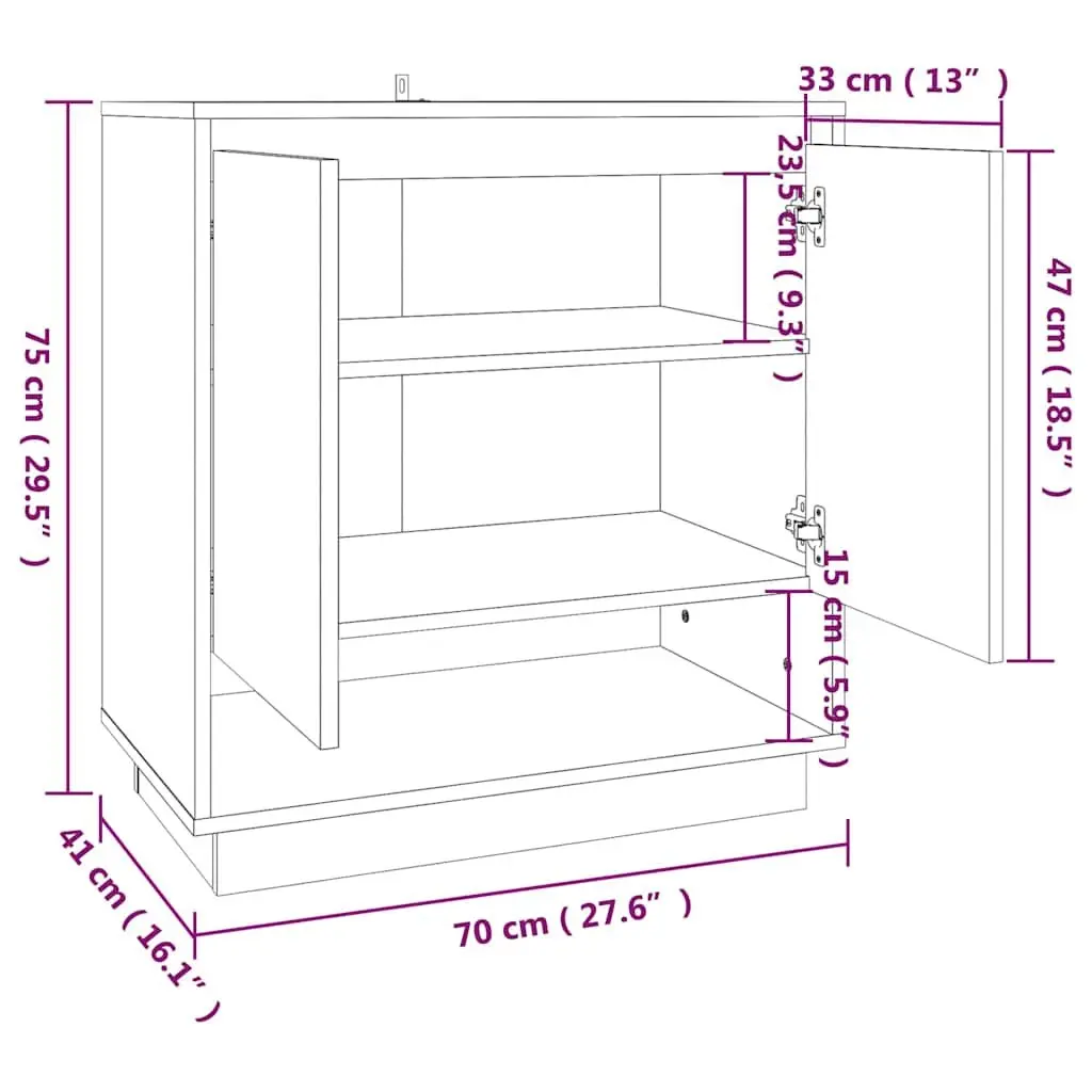 Sideboard Storage Cabinet for Home Brown Engineered Wood 70 x 41 x 75 cm