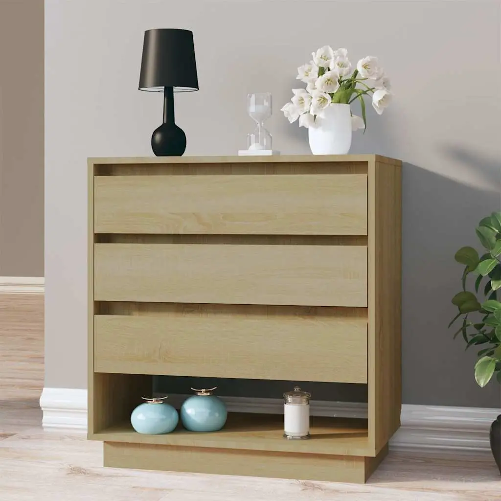 Sideboard Storage Cabinet 70x41x75cm Brown Engineered Wood Buffet Drawers