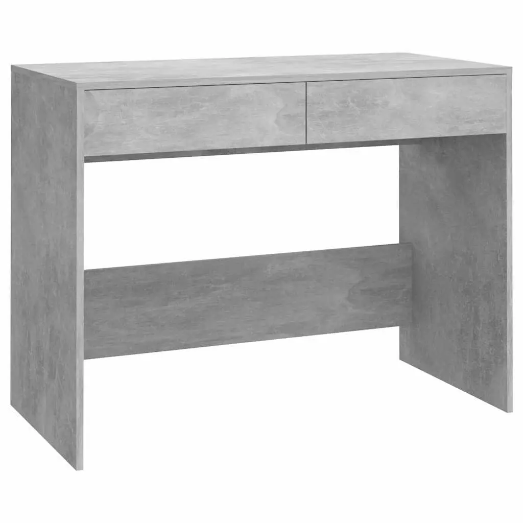 Office Desk Concrete Grey Computer Workstation Table with 2 Storage Drawers
