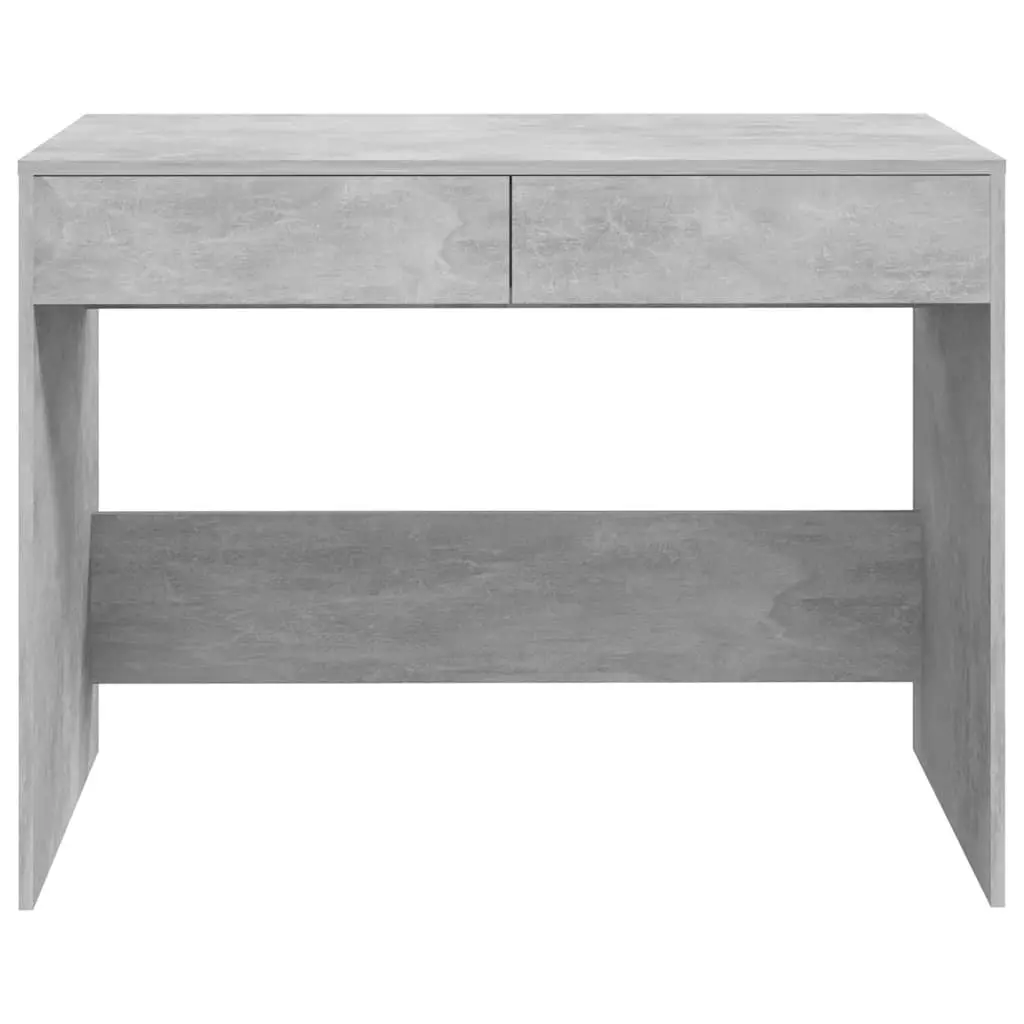 Office Desk Concrete Grey Computer Workstation Table with 2 Storage Drawers