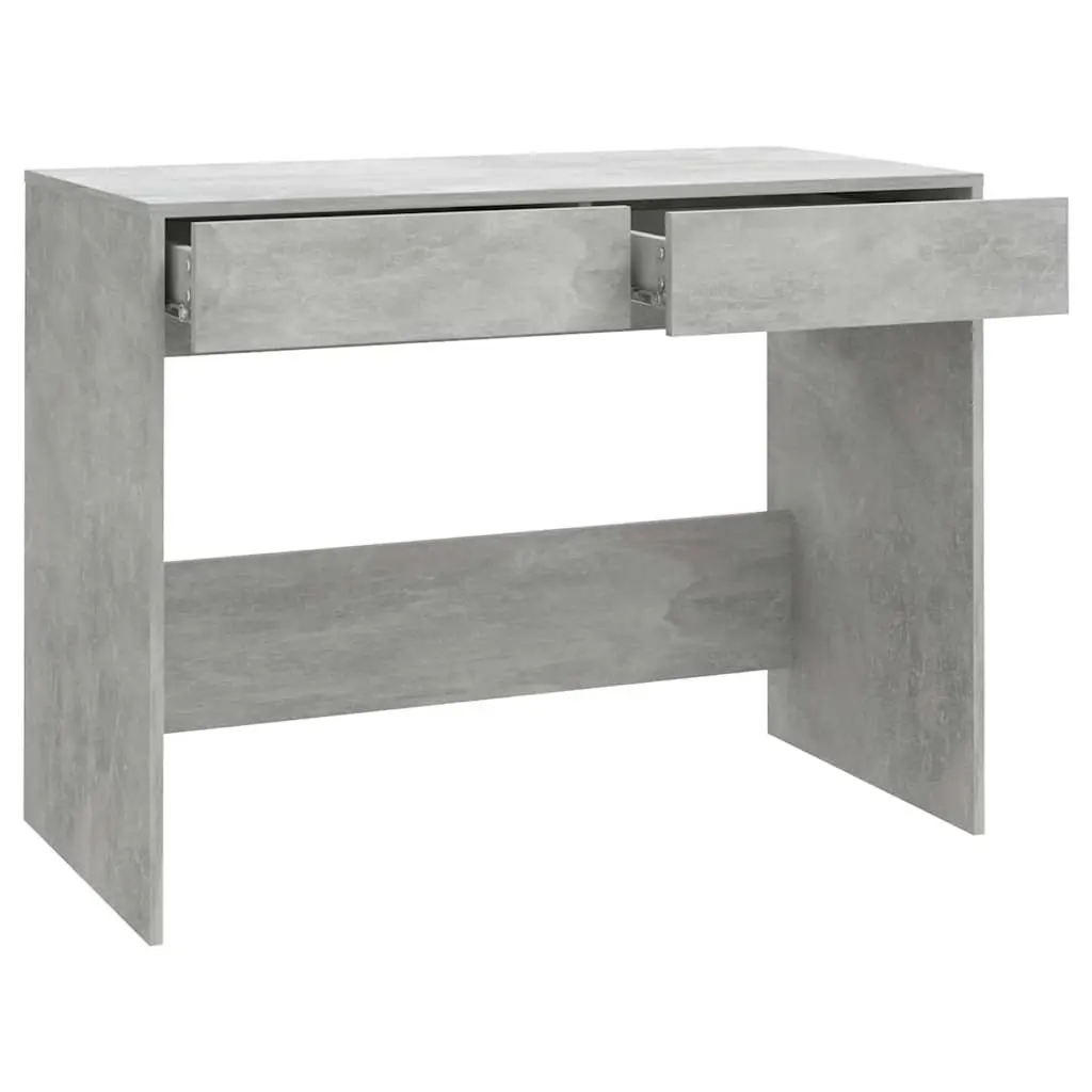 Office Desk Concrete Grey Computer Workstation Table with 2 Storage Drawers